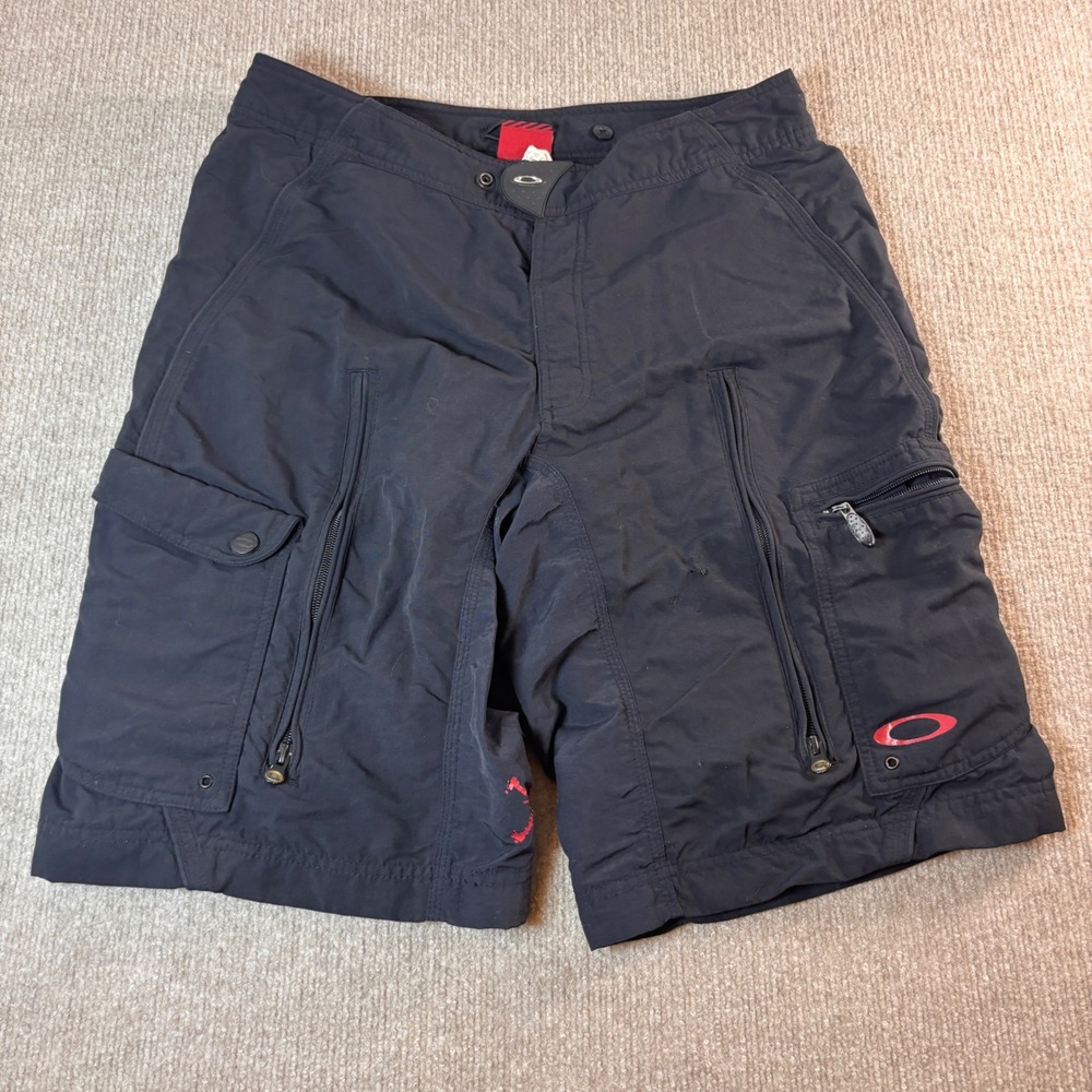 VTG 90s Oakley Software Black MTB Cycling 11" Cargo Shorts Men's Size Large